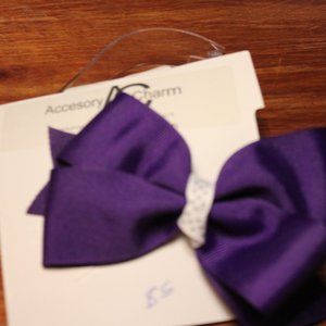 purple/white Hair Bow Accessory charm